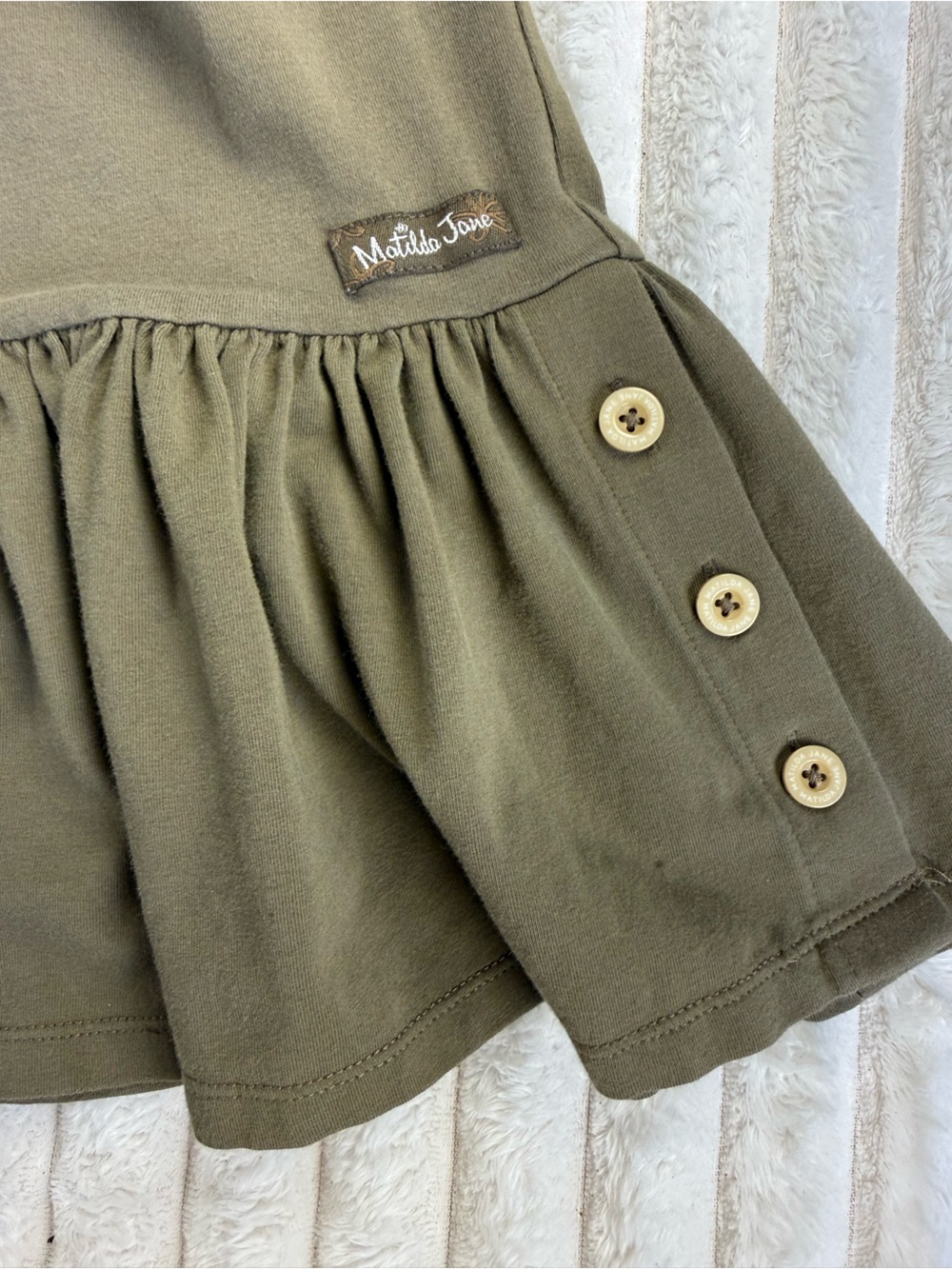 Matilda Jane Treetops Big Ruffles Olive Tan Cropped Pants Medium - Picture 7 of 8